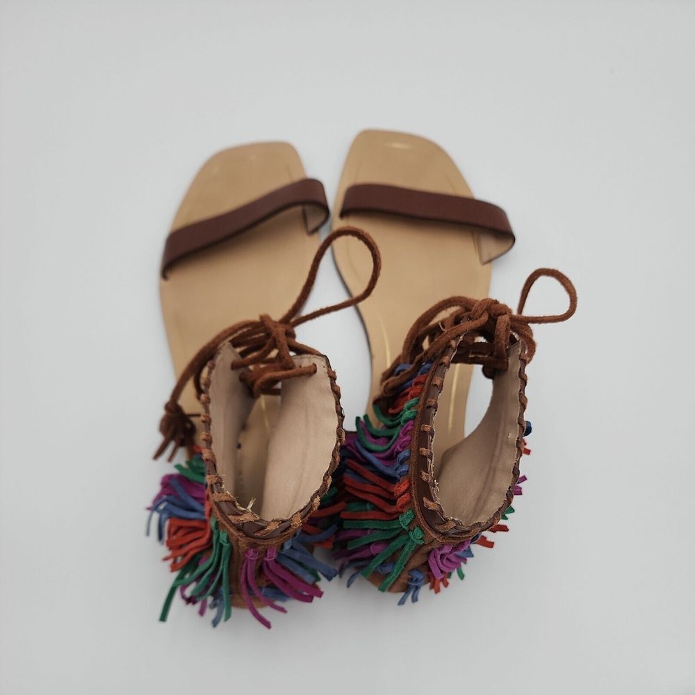 Zara Women Multi-color Leather Fringe Sandals, Women's Size EU 40/US 9 - Picture 6 of 8